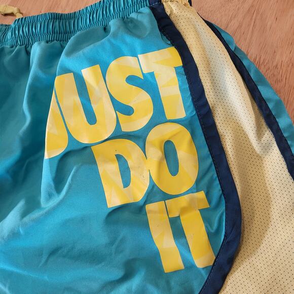 Nike Dri-Fit Just Do It Print Athletic Shorts Size Turquoise Blue Green Medium - Picture 3 of 7